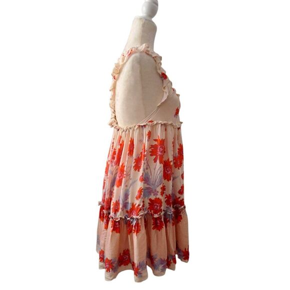 Free People Intimately Women's Mini Dress Bali Wild Daisy Slip Floral Orange S - Picture 4 of 9
